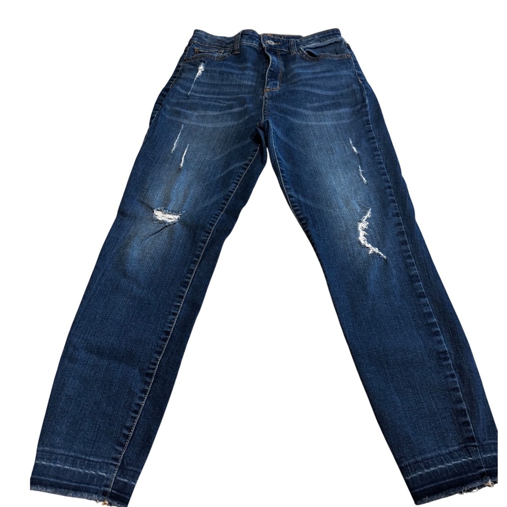 Arizona Jean Co Skinny Jeans Womens 5 Blue Distressed High Rise Raw Hem